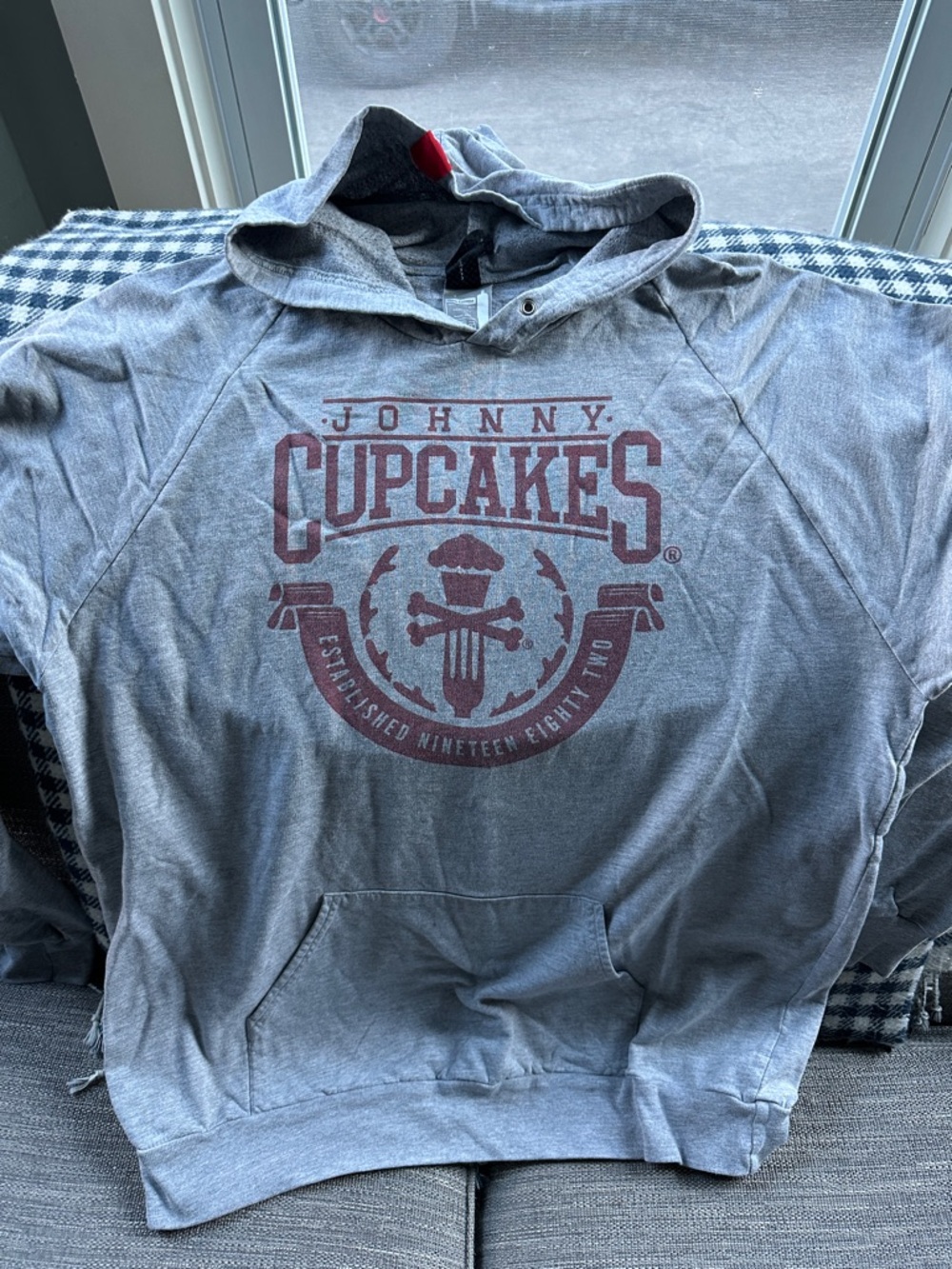 Johnny Cupcakes Gray Hoodie with Maroon Logo